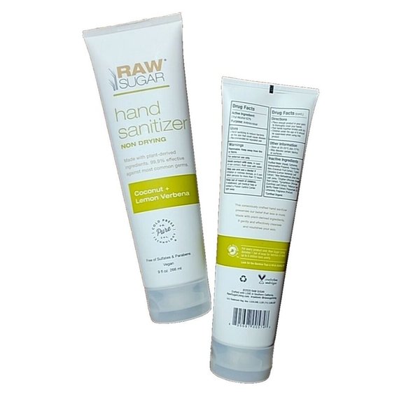 Raw Sugar Hand Sanitizer Gel 9 oz. Vegan Coconut & Lemon Verbena Lot of 2 NEW - Picture 7 of 8